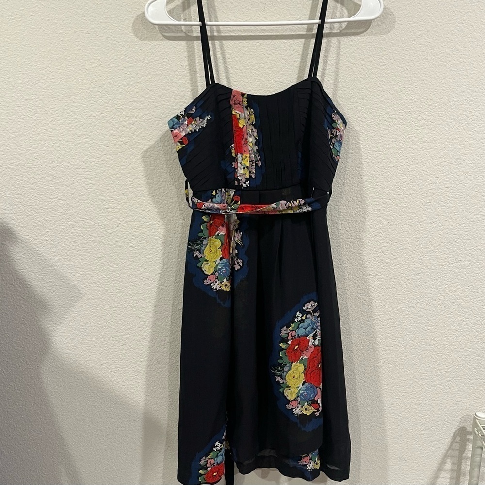 Twinkle by wenlan size 0 silk blend mini dress tulip hem tie belt waist